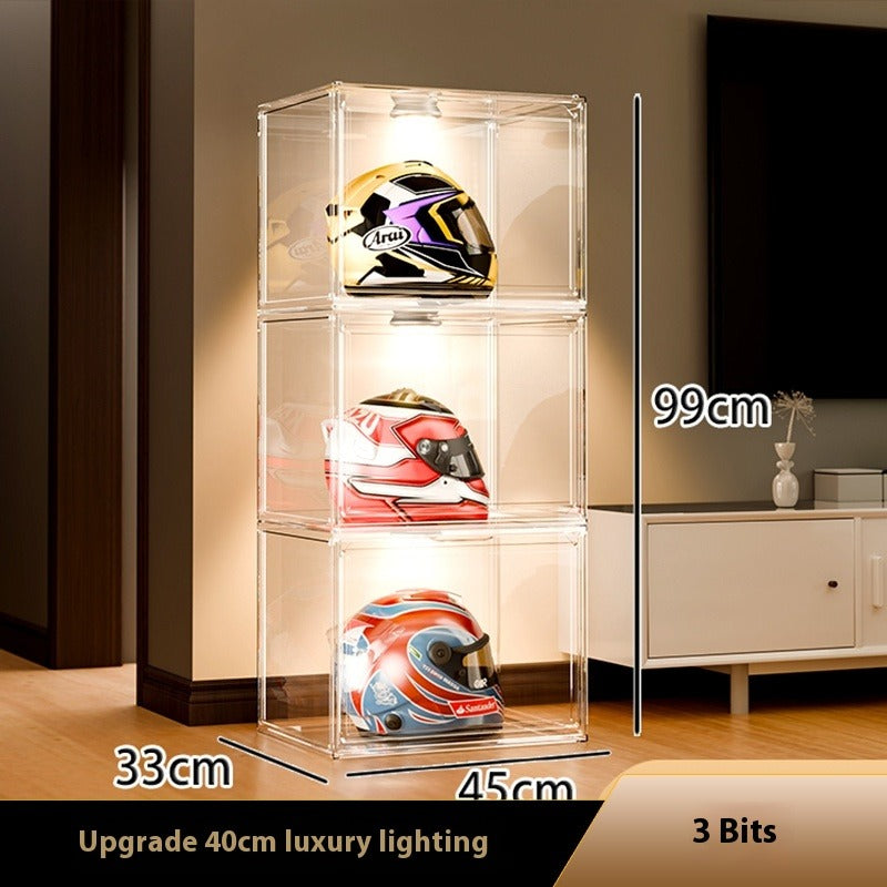 Acrylic Display Cabinet with LED – Extra-Long Transparent Showcase for LEGO, Figures & Collectibles