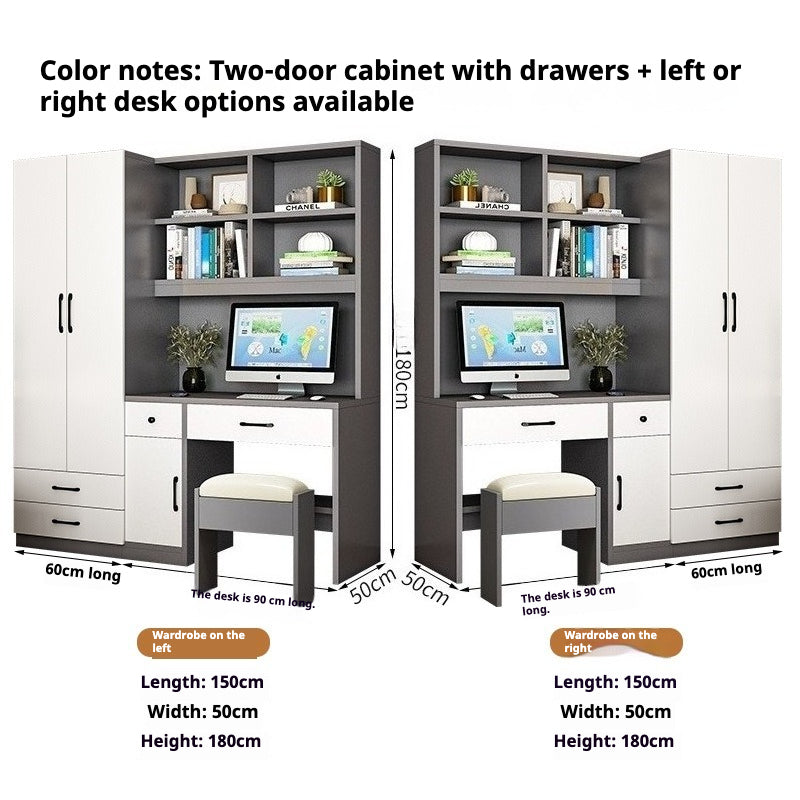 All-in-One Kids’ Desk with Wardrobe – Space-Saving Study Table & Bookshelf Combo for Small Bedrooms