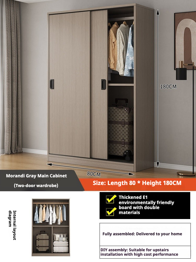 Sliding Door Wooden Wardrobe – Space-Saving Budget Closet for Small Bedrooms & Rental Homes