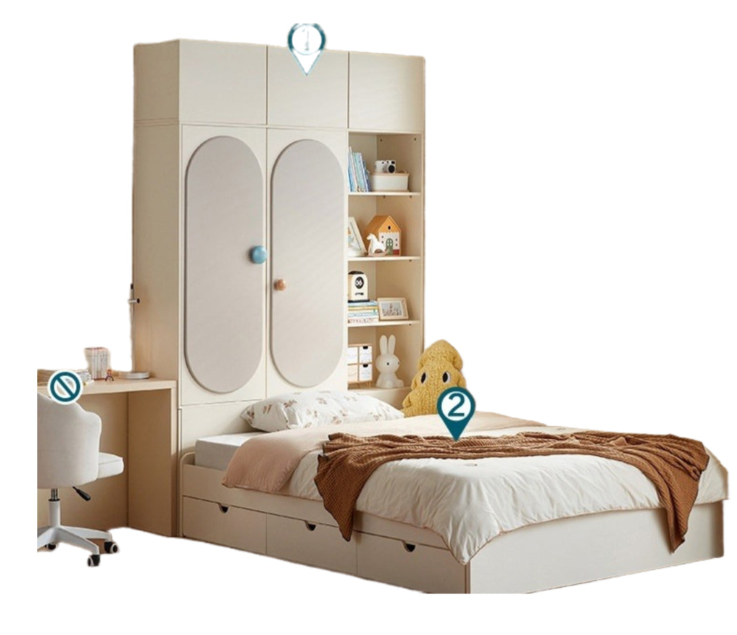 Tatami Kids' Bedroom Set with High-Profile Bed, Wardrobe & Storage Cabinet