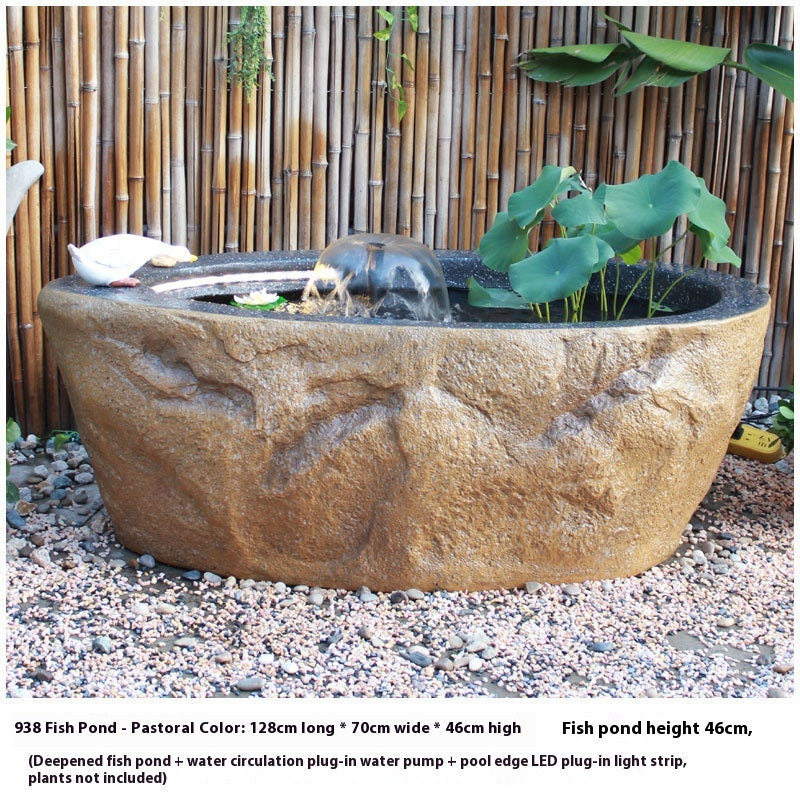 Rustic Garden Rockery Fountain with Fish Pond for Courtyard, Terrace & Balcony Decoration
