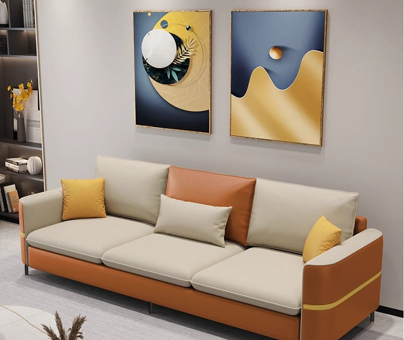 talian Minimalist Tech Fabric Sofa Set with Chaise for Small Modern Living Rooms
