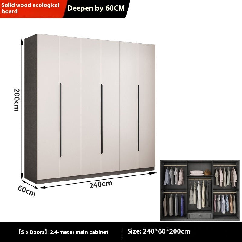 Solid Wood Wardrobe – Modern Eco-Board Closet for Small Bedroom Storage