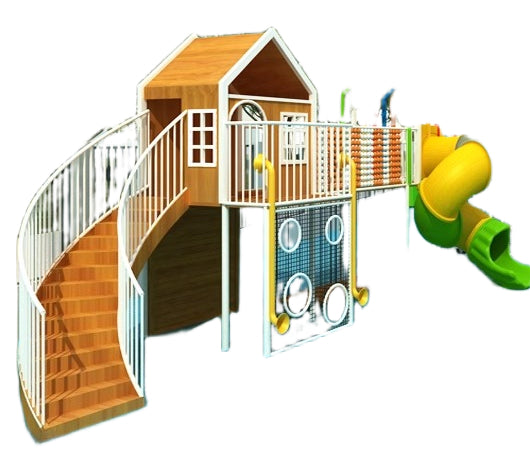Outdoor Playground Slide Set with Climbing and Activity Panels for Kindergarten & Parks