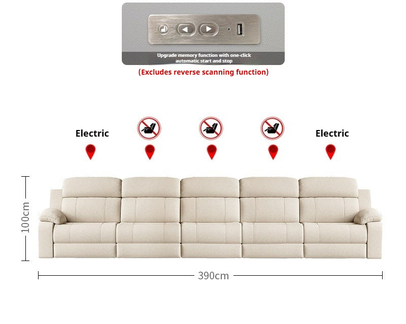 Zero-Wall Electric Reclining Leather Sofa with Ultra-Comfort Cushions for Modern Home Theater