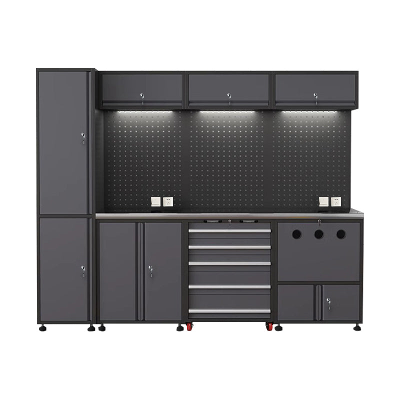 Auto Repair Workstation - Heavy-Duty Metal Tool Cabinet with Workbench, Mobile Mechanic Tool Cart for Garage