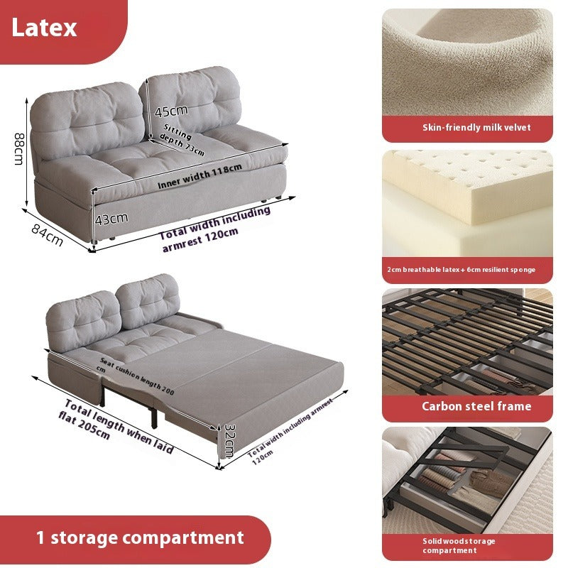 Cloud Sofa Bed with Pull-Out Storage for Small Living Rooms & Tatami Spaces