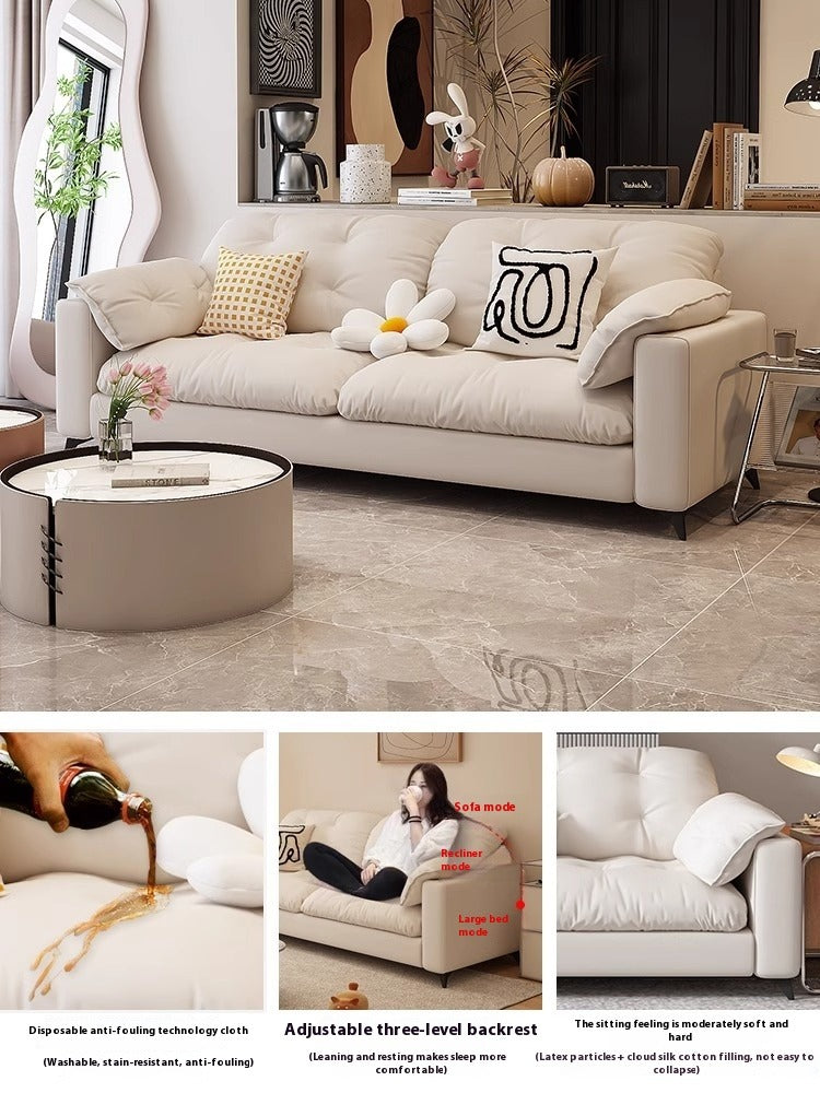 Easy-Clean Fabric Sofa Bed with Anti-Scratch Leather for Small Nordic Living Rooms