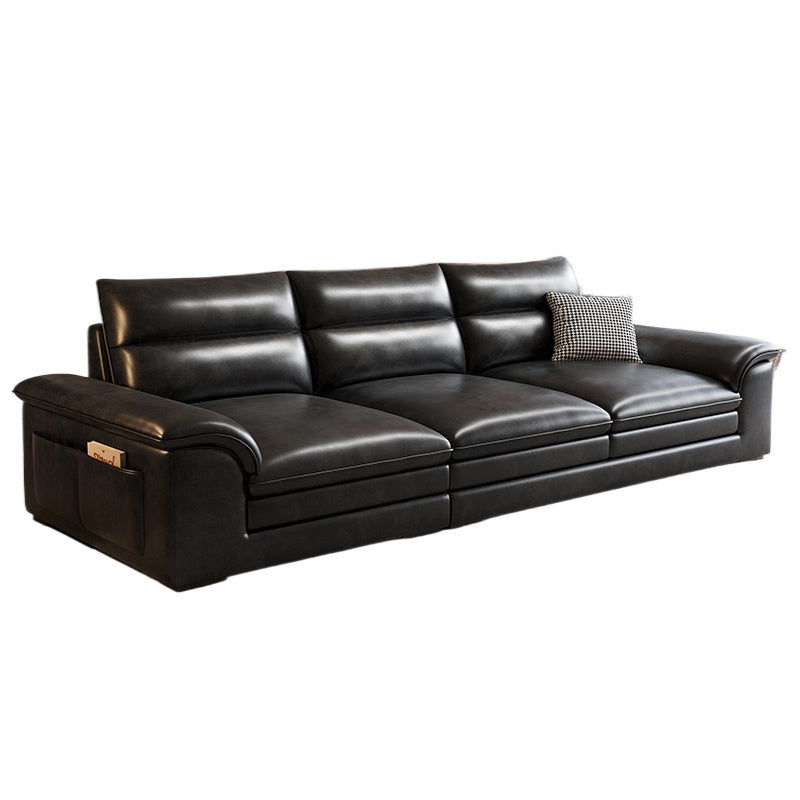 Vintage Oil-Wax Leather Sofa 3/4-Seater with Latex & Charcoal Foam for Small Living Rooms
