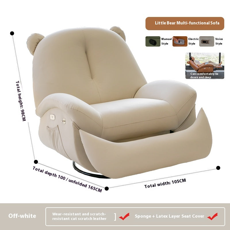 Smart Electric Recliner Chair with Massage, Heating, Rocking, USB & Battery for Small Cream-Style Living Rooms