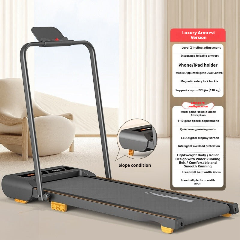 Smart Foldable Treadmill with Incline & Noise Reduction for Compact Home Fitness