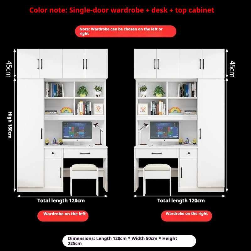 All-in-One Kids’ Desk with Wardrobe – Space-Saving Study Table & Bookshelf Combo for Small Bedrooms