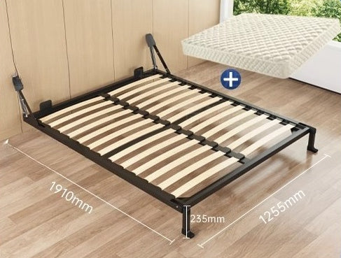 Wall-Mounted Folding Bed with Mattress, Eco-Friendly Wood Slats, Reinforced Double Steel Frame, and Silent Corner Bracing
