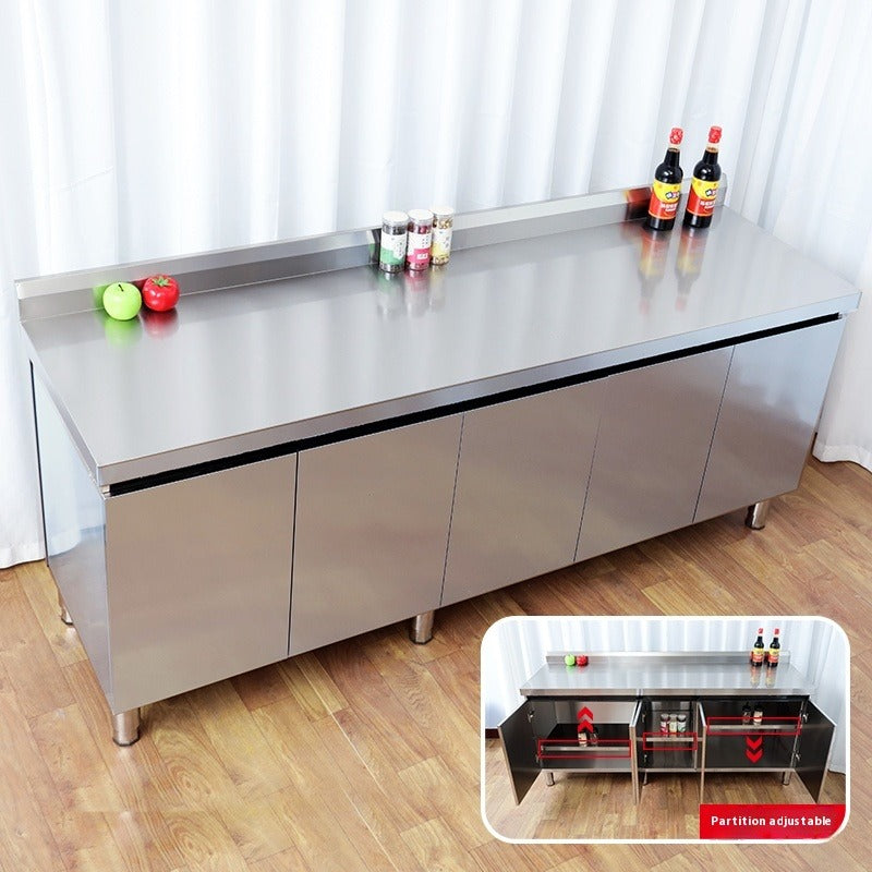Stainless Steel Prep & Checkout Table – Integrated Sink, Workstation & Storage Cabinet for Kitchen or Retail Use