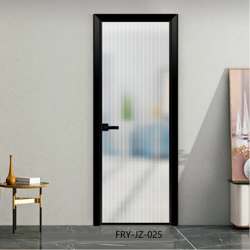 Aluminum Bathroom Door – Tempered Glass Swing Door for Home Washroom & Toilet