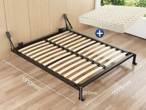 Wall-Mounted Folding Bed with Mattress, Eco-Friendly Wood Slats, Reinforced Double Steel Frame, and Silent Corner Bracing