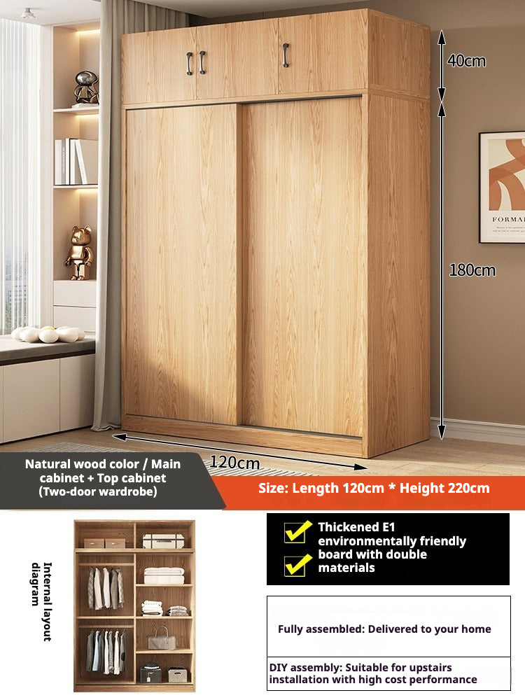 Sliding Door Wooden Wardrobe – Space-Saving Budget Closet for Small Bedrooms & Rental Homes