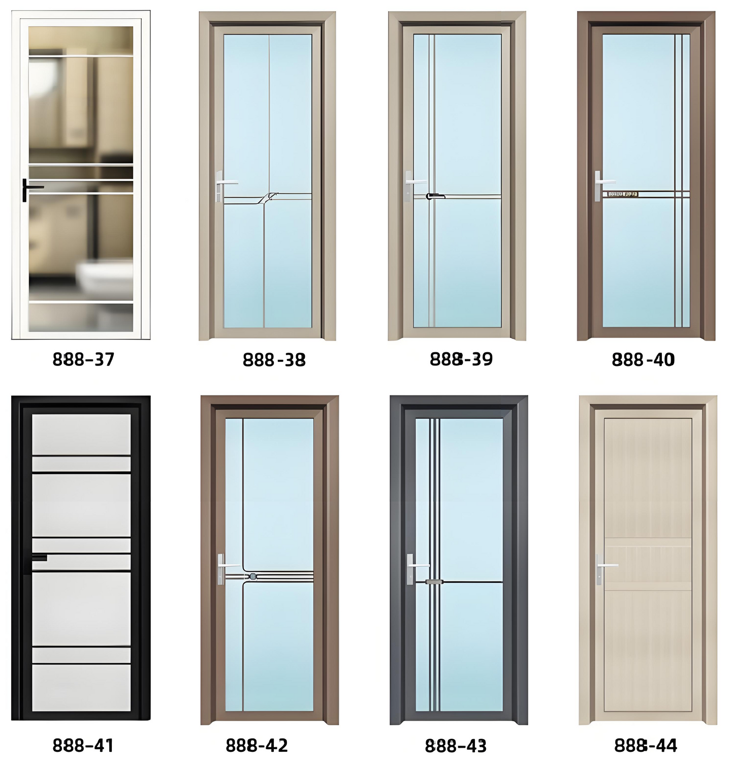 Aluminum Bathroom Door – Tempered Glass Swing Door for Home Washroom & Toilet