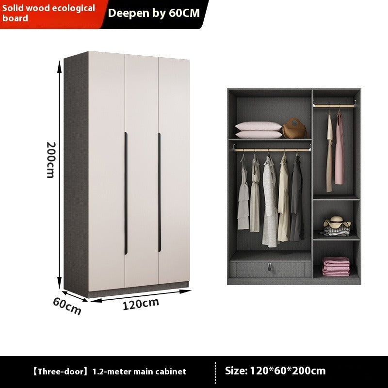 Solid Wood Wardrobe – Modern Eco-Board Closet for Small Bedroom Storage