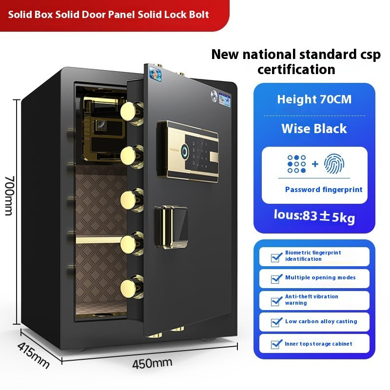 Smart Home & Office Safe - Fingerprint & Code Lock, Full Steel Security Box for Valuables