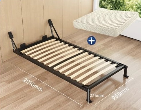 Wall-Mounted Folding Bed with Mattress, Eco-Friendly Wood Slats, Reinforced Double Steel Frame, and Silent Corner Bracing