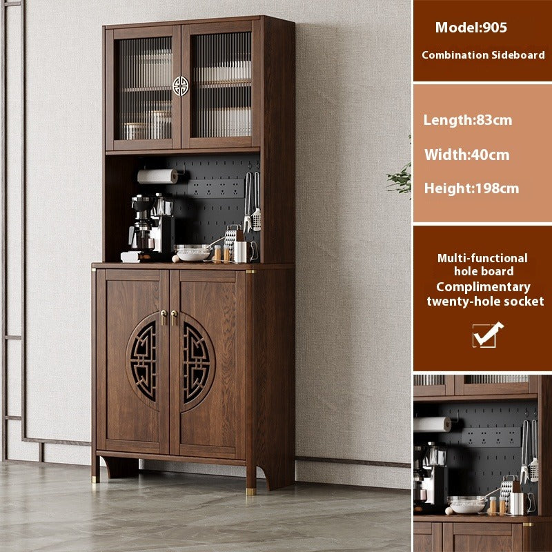 Solid Wood Sideboard – Tall All-in-One Tea & Wine Cabinet for Dining Room or Kitchen