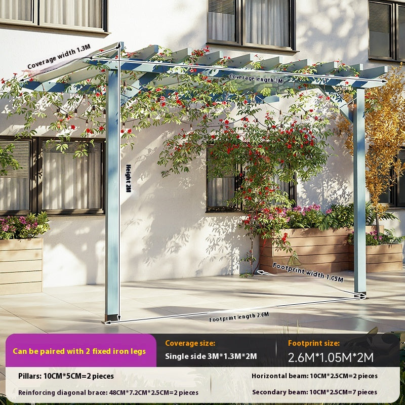 Outdoor Pergola & Trellis Pavilion in Treated Wood for Villa Garden & Courtyard Use