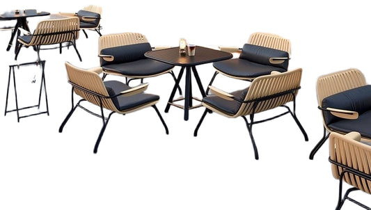 Outdoor Dining Table & Chair Set for Café, Bar, Terrace & BBQ Restaurant Seating