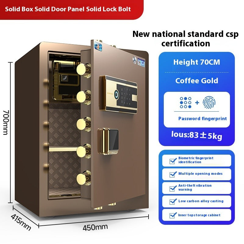 Smart Home & Office Safe - Fingerprint & Code Lock, Full Steel Security Box for Valuables