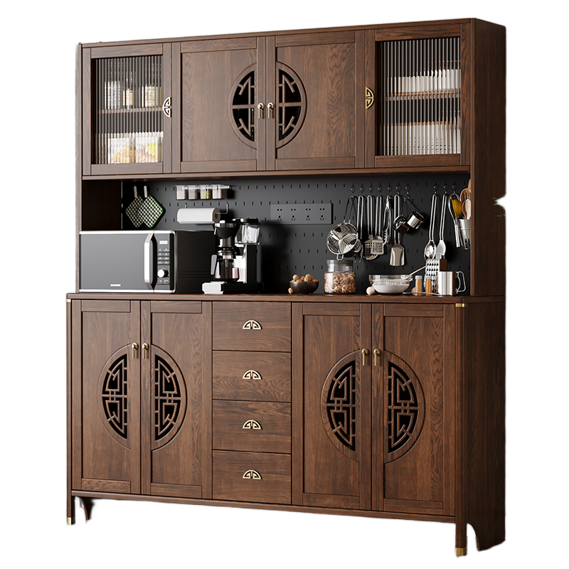 Solid Wood Sideboard – Tall All-in-One Tea & Wine Cabinet for Dining Room or Kitchen