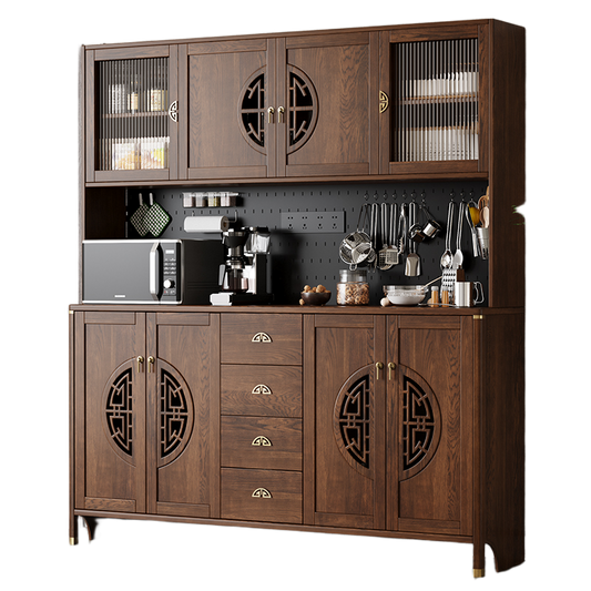 Solid Wood Sideboard – Tall All-in-One Tea & Wine Cabinet for Dining Room or Kitchen