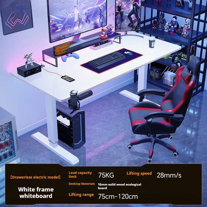 Electric Height-Adjustable Desk Set – Carbon Fiber Gaming & Office Computer Desk with Chair for Home Use