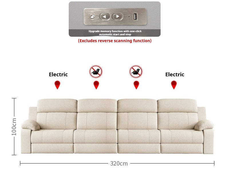 Zero-Wall Electric Reclining Leather Sofa with Ultra-Comfort Cushions for Modern Home Theater