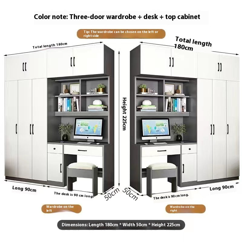 All-in-One Kids’ Desk with Wardrobe – Space-Saving Study Table & Bookshelf Combo for Small Bedrooms