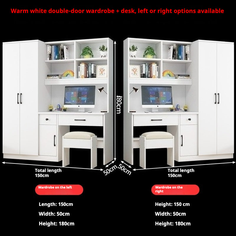 All-in-One Kids’ Desk with Wardrobe – Space-Saving Study Table & Bookshelf Combo for Small Bedrooms