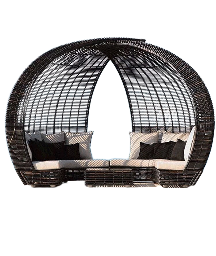 Outdoor Rattan Daybed Sofa – Waterproof Nest-Style Patio Furniture for Hotel, Terrace & Garden Use