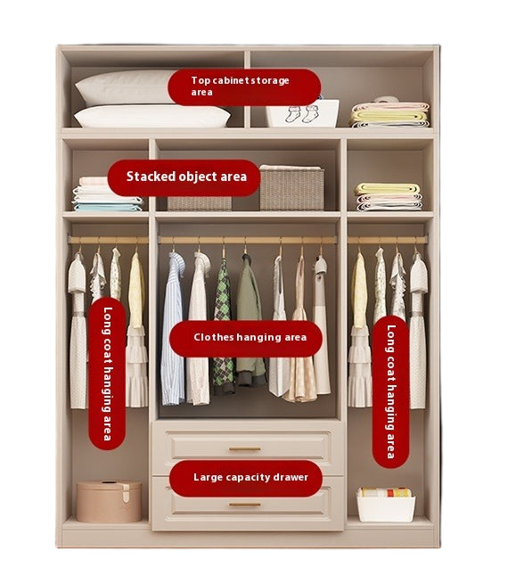 Custom Solid Wood Wardrobe – Cream-Style European Closet for Kids & Small Bedrooms