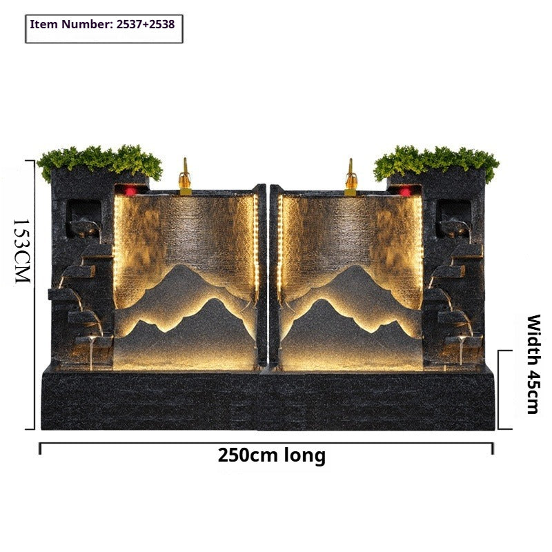 Rockery Waterfall Wall Fountain with Screen Feature for Villa Garden, Courtyard & Office Landscape Decor