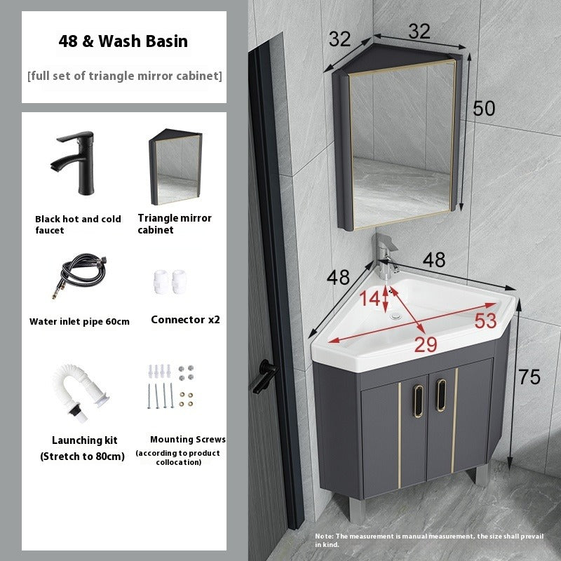 Wall-Mounted Corner Bathroom Vanity – Triangle Ceramic Basin Set for Small Bathrooms & Balconies