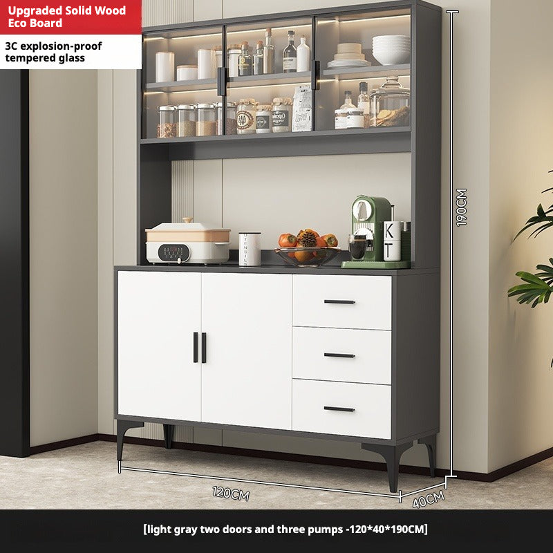 Solid Wood Sideboard Cabinet – All-in-One Wall-Mounted Tea & Storage Unit for Living Room or Kitchen
