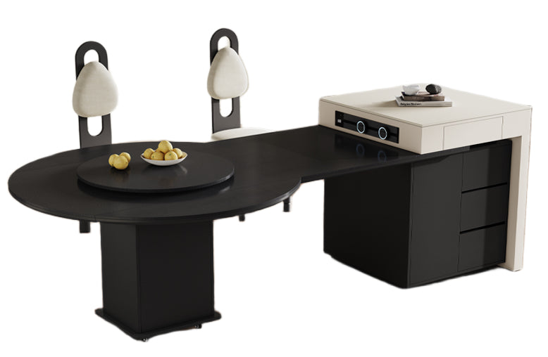 2m Extendable Kitchen Island Dining Table with Storage & Free Rotating Tray for Modern Homes
