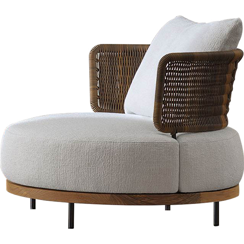 Outdoor Teak & Rattan Sofa Set with Coffee Table, Sunbrella Fabric & Quick-Dry Foam for Villa Garden & Patio