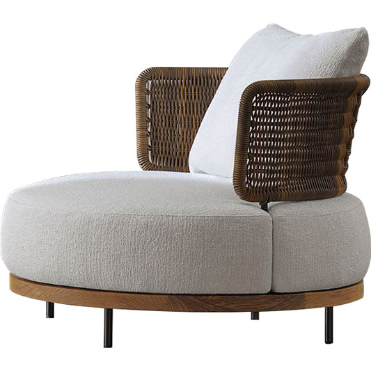 Outdoor Teak & Rattan Sofa Set with Coffee Table, Sunbrella Fabric & Quick-Dry Foam for Villa Garden & Patio