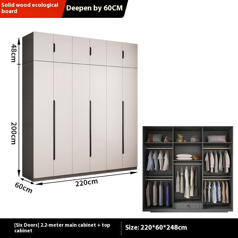 Solid Wood Wardrobe – Modern Eco-Board Closet for Small Bedroom Storage