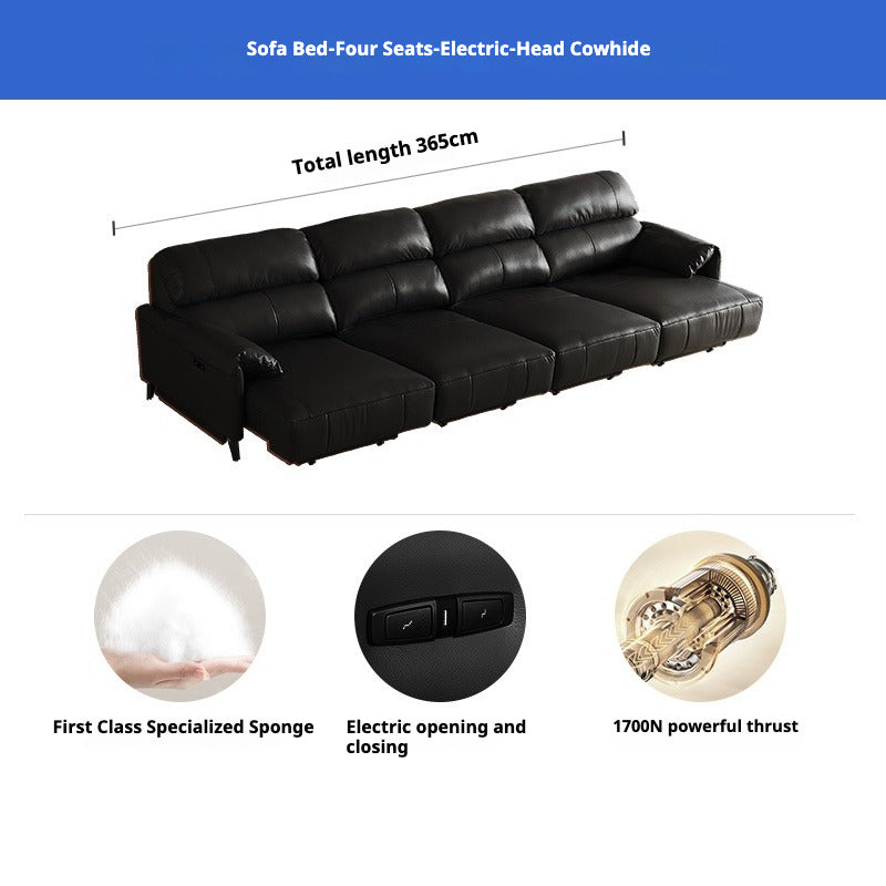 Italian Leather Electric Recliner – Smart Multi-Function Sofa Bed for Living Room Use