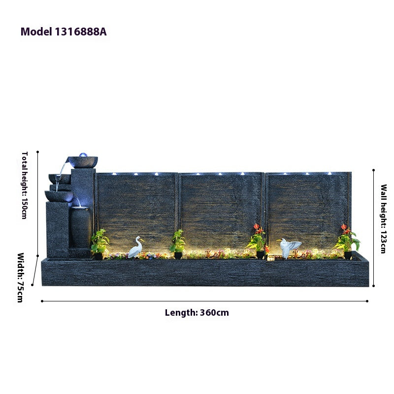 Rockery Waterfall Wall Fountain with Screen Feature for Villa Garden, Courtyard & Office Landscape Decor