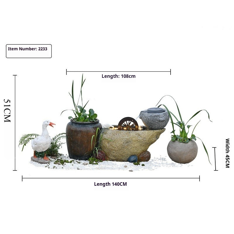 Rustic Garden Rockery Fountain with Fish Pond for Courtyard, Terrace & Balcony Decoration