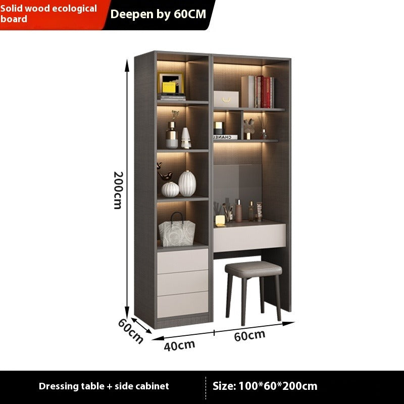 Solid Wood Wardrobe – Modern Eco-Board Closet for Small Bedroom Storage