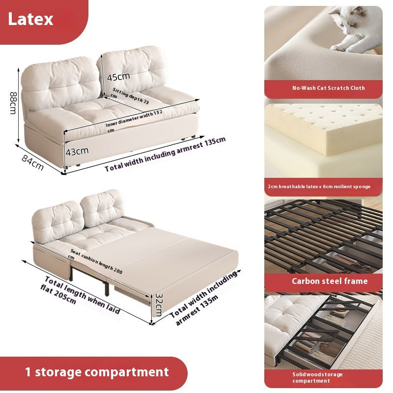 Cloud Sofa Bed with Pull-Out Storage for Small Living Rooms & Tatami Spaces