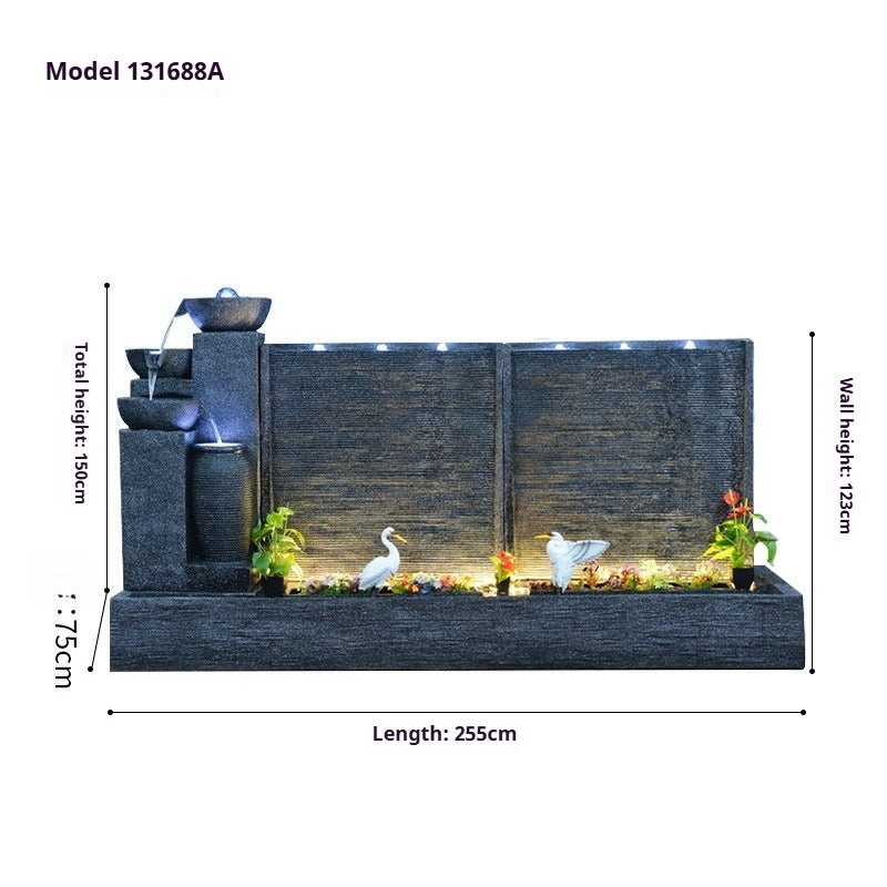 Rockery Waterfall Wall Fountain with Screen Feature for Villa Garden, Courtyard & Office Landscape Decor